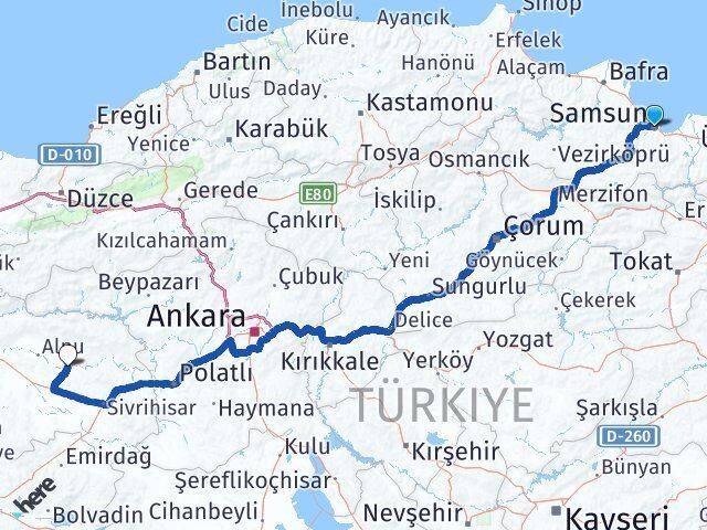 Samsun Beylikova Arası Kaç Km - Yol Tarifi