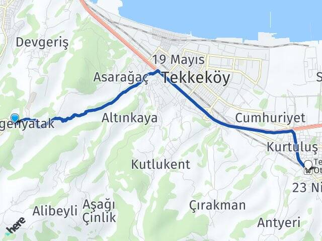 Gürgenyatak Tekkeköy Otobüs Terminali Arası Kaç Km - Yol Tarifi