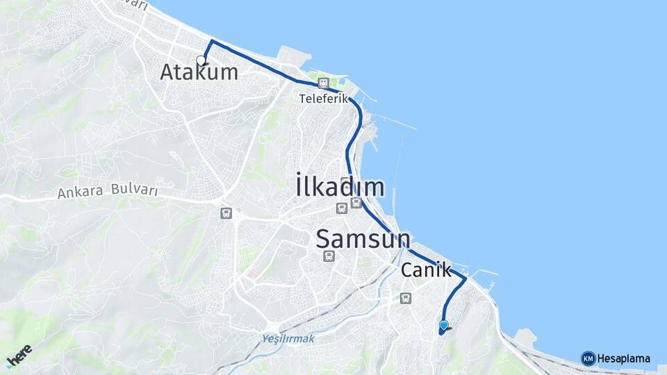 Hasköy Atakum Arası Kaç Km - Yol Tarifi