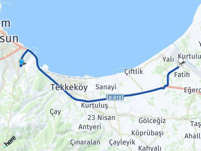 Hasköy Çarşamba Havalimanı Arası Kaç Km - Yol Tarifi