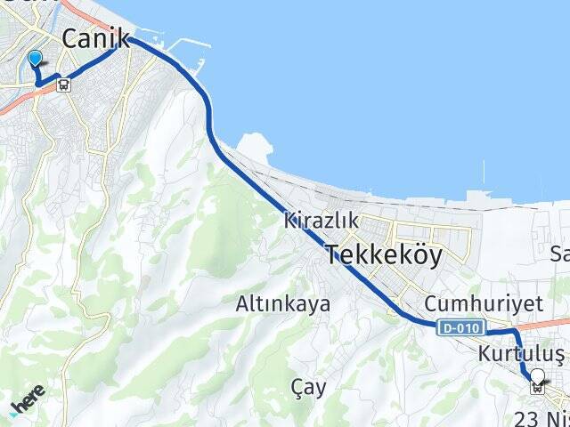 Kuzey Yıldızı Tekkeköy Otobüs Terminali Arası Kaç Km - Yol Tarifi