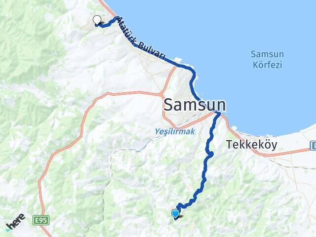 Tekkiraz Ondokuz Mayıs Üniversitesi Arası Kaç Km - Yol Tarifi