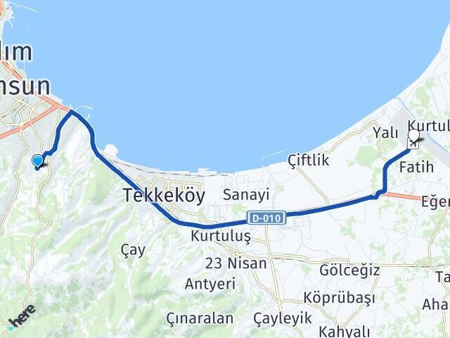 Teknepınar Çarşamba Havalimanı Arası Kaç Km - Yol Tarifi