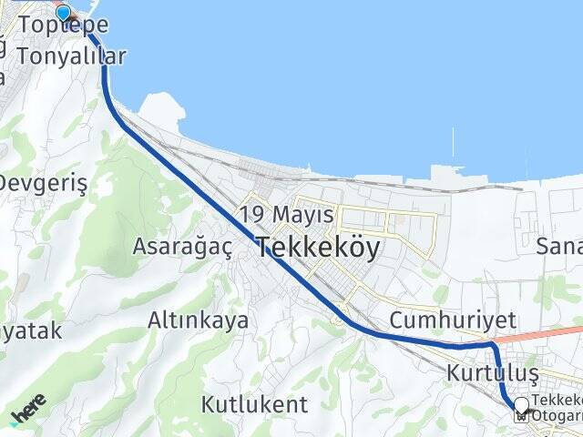 Toptepe Tekkeköy Otobüs Terminali Arası Kaç Km - Yol Tarifi
