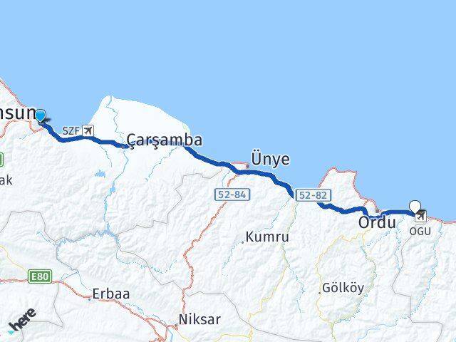 Samsun Gülyalı Arası Kaç Km - Yol Tarifi
