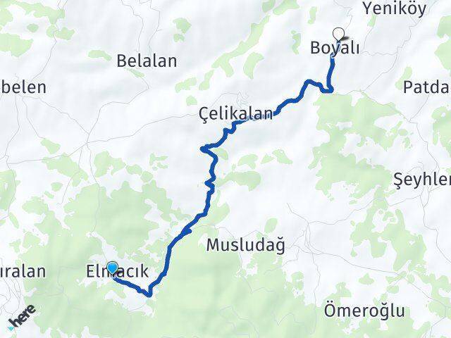 Elmacık Boyalı Arası Kaç Km - Yol Tarifi