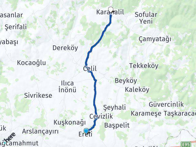 Ereli Karahalil Arası Kaç Km - Yol Tarifi