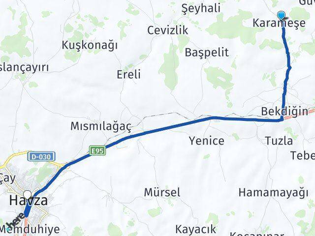 Karameşe Havza Arası Kaç Km - Yol Tarifi