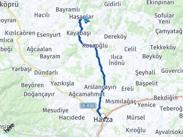 Şerifali Havza Arası Kaç Km - Yol Tarifi