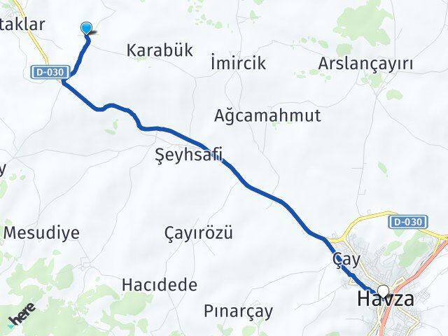Yazıkışla Havza Arası Kaç Km - Yol Tarifi