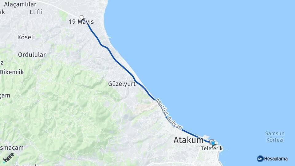 Baruthane 19 Mayıs Arası Kaç Km - Yol Tarifi