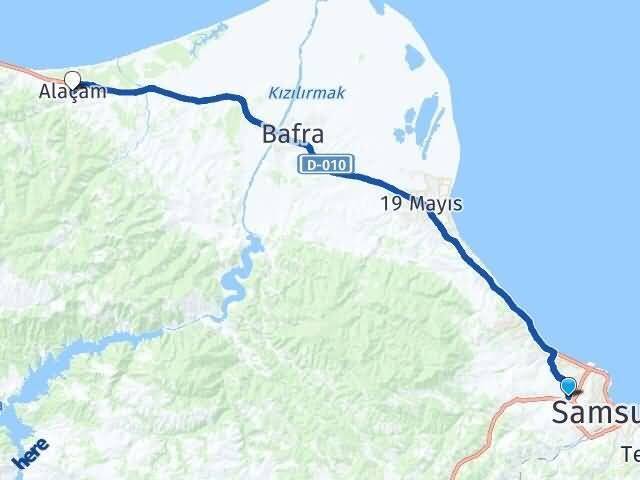 Derecik Alaçam Arası Kaç Km - Yol Tarifi