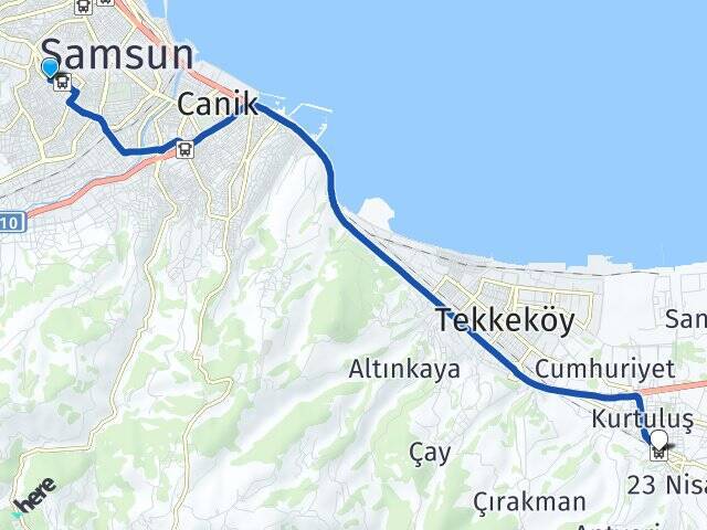 İlyasköy Tekkeköy Otobüs Terminali Arası Kaç Km - Yol Tarifi