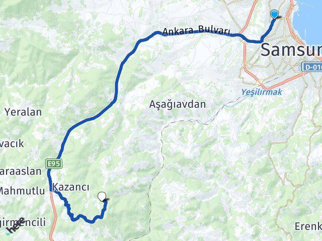 Kadifekale Canik Arası Kaç Km - Yol Tarifi