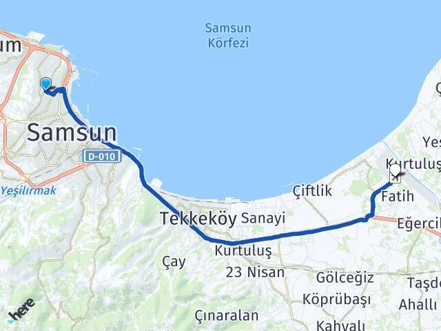 Kadifekale Çarşamba Havalimanı Arası Kaç Km - Yol Tarifi