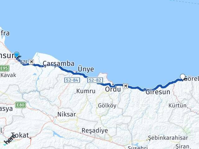 Karasamsun Görele Arası Kaç Km - Yol Tarifi