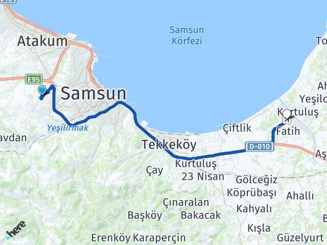 Kıran Çarşamba Havalimanı Arası Kaç Km - Yol Tarifi