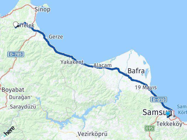 Kıran Erfelek Arası Kaç Km - Yol Tarifi