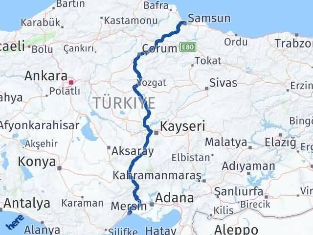 İlkadım Mersin Arası Kaç Km - Yol Tarifi