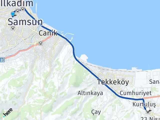 Reşadiye Tekkeköy Otobüs Terminali Arası Kaç Km - Yol Tarifi