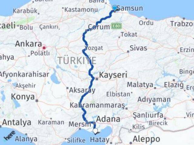 Samsun Karataş Adana Arası Kaç Km - Yol Haritası