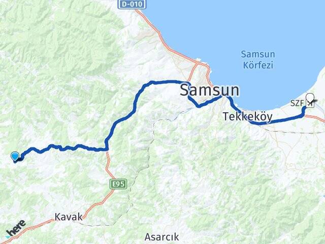 Akbelen Çarşamba Havalimanı Arası Kaç Km - Yol Tarifi