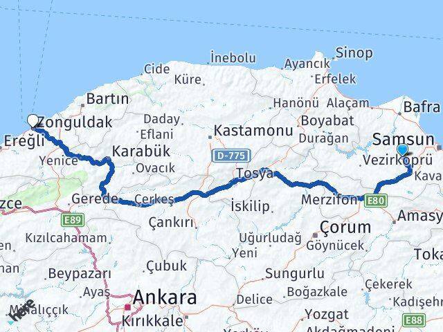 Alagömlek Zonguldak Arası Kaç Km - Yol Tarifi
