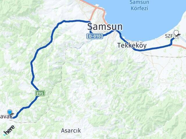 Bahçelievler Çarşamba Havalimanı Arası Kaç Km - Yol Tarifi