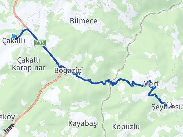 Samsun Kavak Çakallı Kavak Arası Kaç Km - Yol Haritası