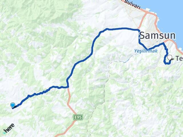Divanbaşı Samsun Üniversitesi Arası Kaç Km - Yol Tarifi