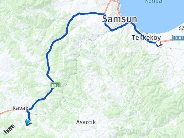 Emirli Tekkeköy Otobüs Terminali Arası Kaç Km - Yol Tarifi