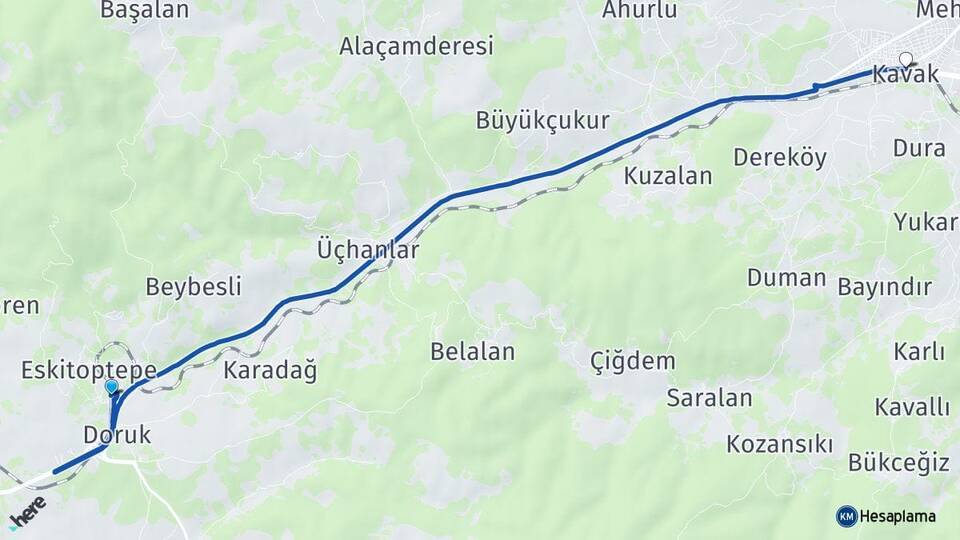 Toptepe Kavak Arası Kaç Km - Yol Tarifi