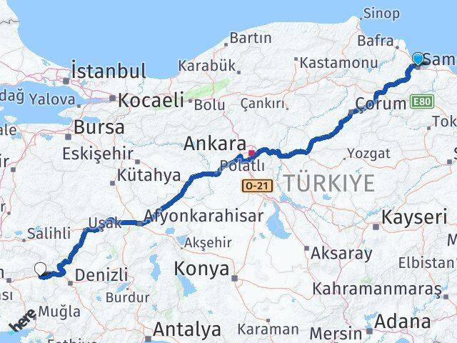 Samsun Kuyucak Aydın Arası Kaç Km - Yol Haritası