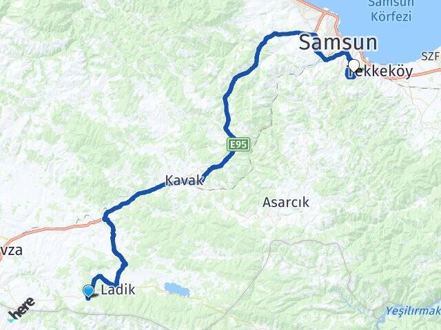 Akyar Samsun Üniversitesi Arası Kaç Km - Yol Tarifi