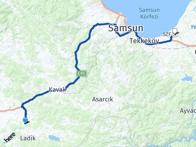 Arslantaş Çarşamba Havalimanı Arası Kaç Km - Yol Tarifi