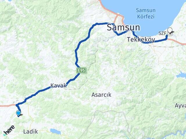 Ayvalı Çarşamba Havalimanı Arası Kaç Km - Yol Tarifi