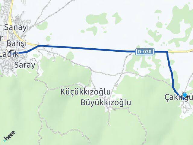 Çakırgümüş Ladik Arası Kaç Km - Yol Tarifi
