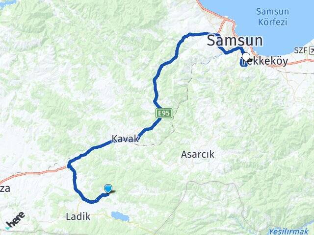 Günkoru Samsun Üniversitesi Arası Kaç Km - Yol Tarifi