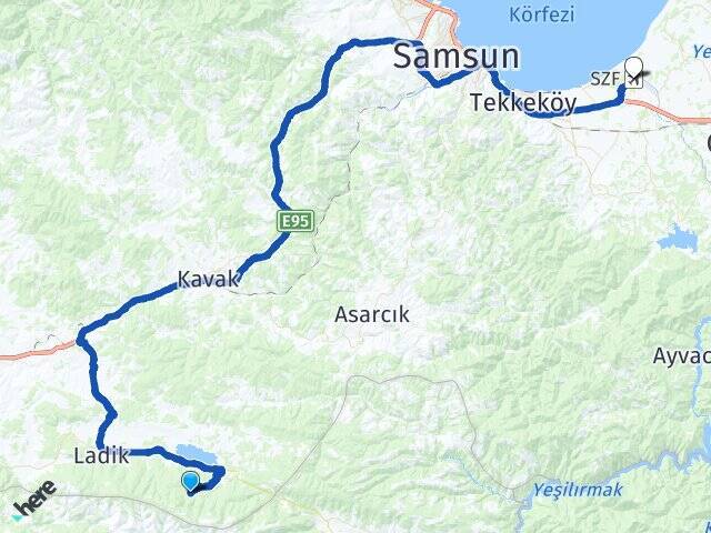 Soğanlı Çarşamba Havalimanı Arası Kaç Km - Yol Tarifi