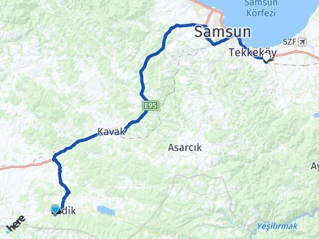 Tüfekçidere Tekkeköy Otobüs Terminali Arası Kaç Km - Yol Tarifi