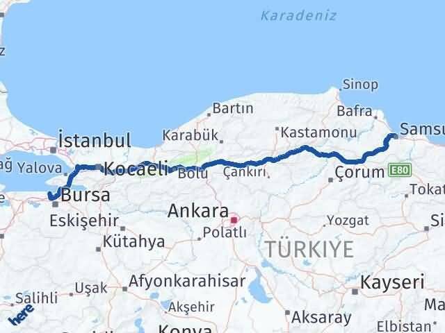 Samsun Mudanya Arası Kaç Km - Yol Tarifi