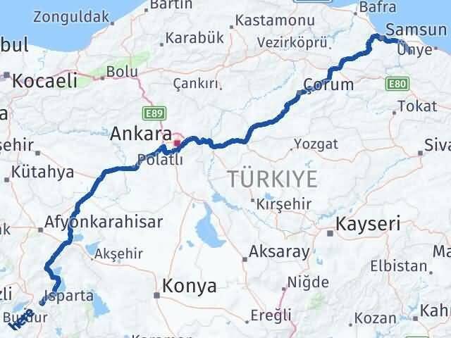 Salıpazarı Isparta Arası Kaç Km - Yol Tarifi