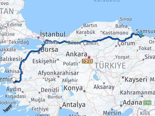 Salıpazarı İzmir Arası Kaç Km - Yol Tarifi