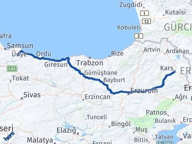 Salıpazarı Kars Arası Kaç Km - Yol Tarifi