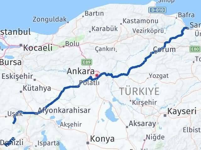 Samsun Sivaslı Arası Kaç Km - Yol Tarifi