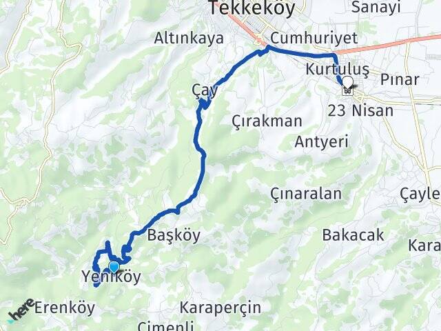 Yeniköy Tekkeköy Otobüs Terminali Arası Kaç Km - Yol Tarifi