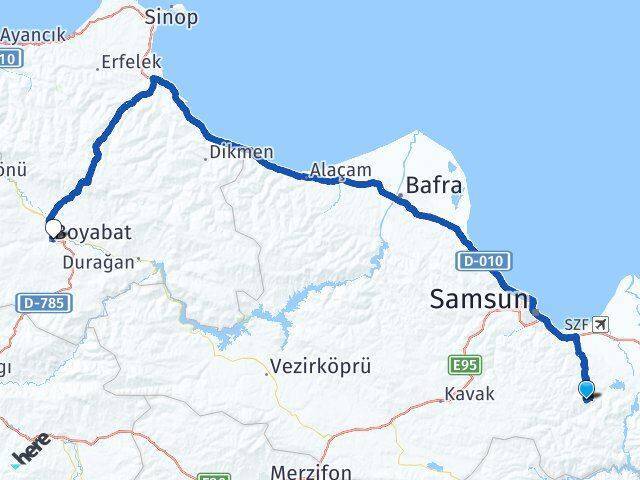 Yeşilalan Boyabat Arası Kaç Km - Yol Tarifi