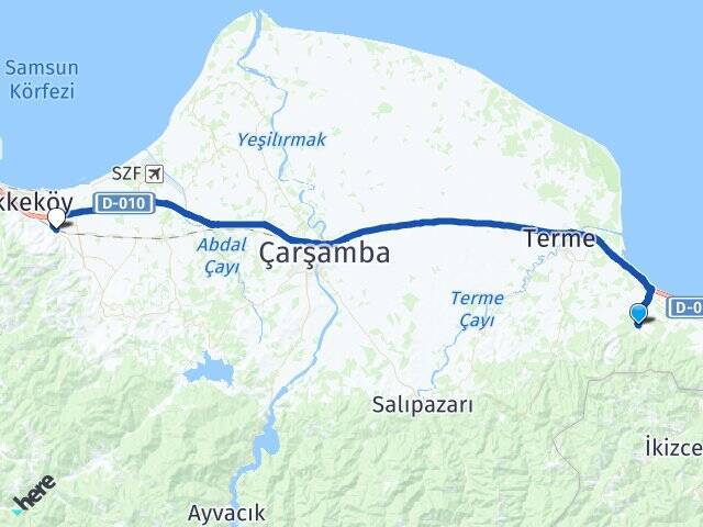 Evci Tekkeköy Otobüs Terminali Arası Kaç Km - Yol Tarifi
