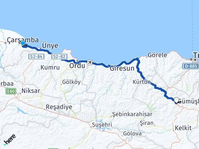 Hüseyinmescit Gümüşhane Arası Kaç Km - Yol Tarifi