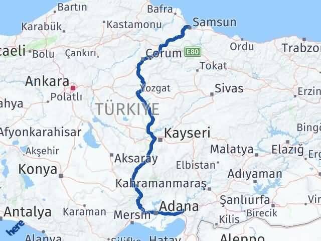Samsun Toprakkale Osmaniye Arası Kaç Km - Yol Haritası